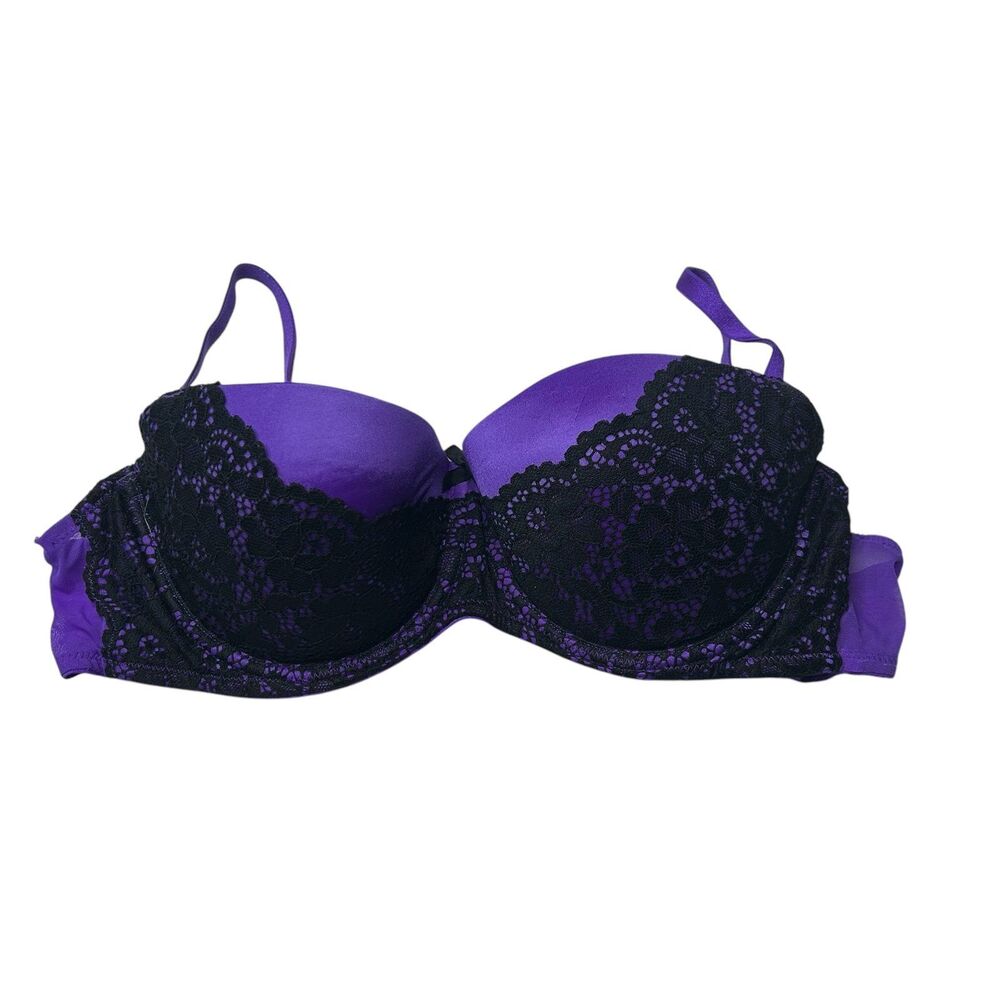 Victoria’s Secret purple bra 34C balconet Scalloped floral Lace